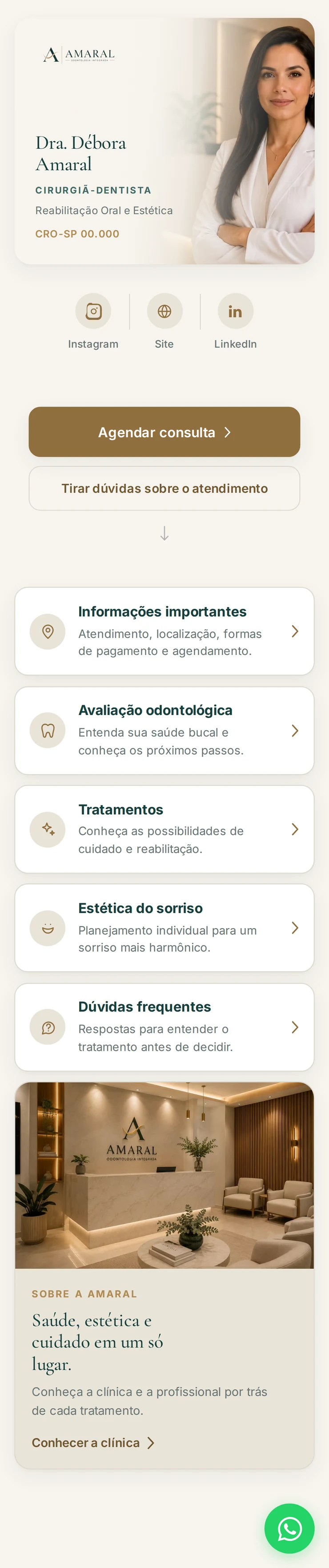 Bio Estratégica para odontologia — demonstração de página profissional